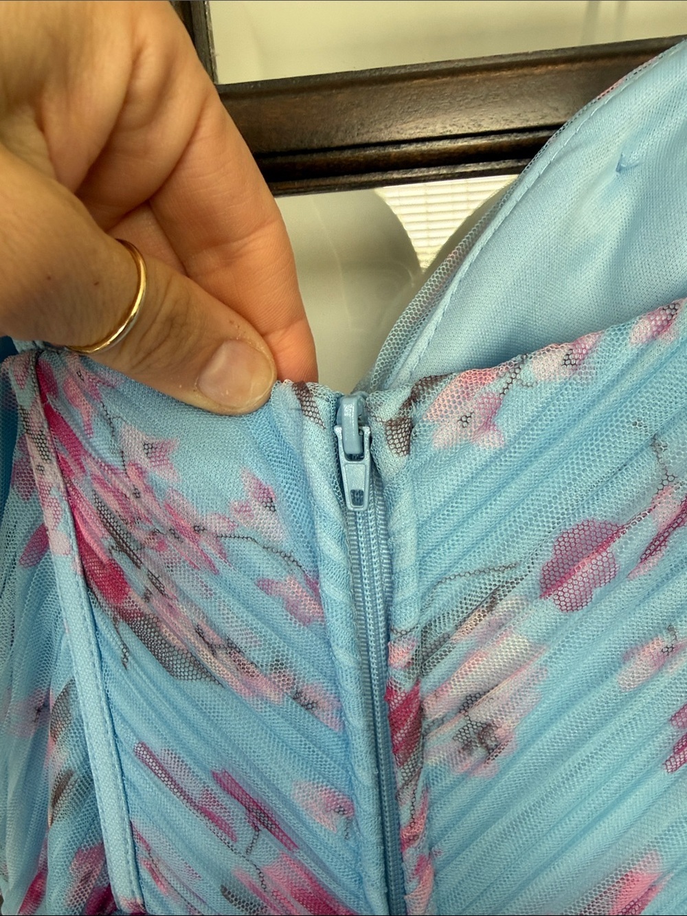 NWT B. Smart Light Blue Pink Tulle Tiered Ruffle Maxi Dress, Prom, Wedding Guest - Picture 6 of 7